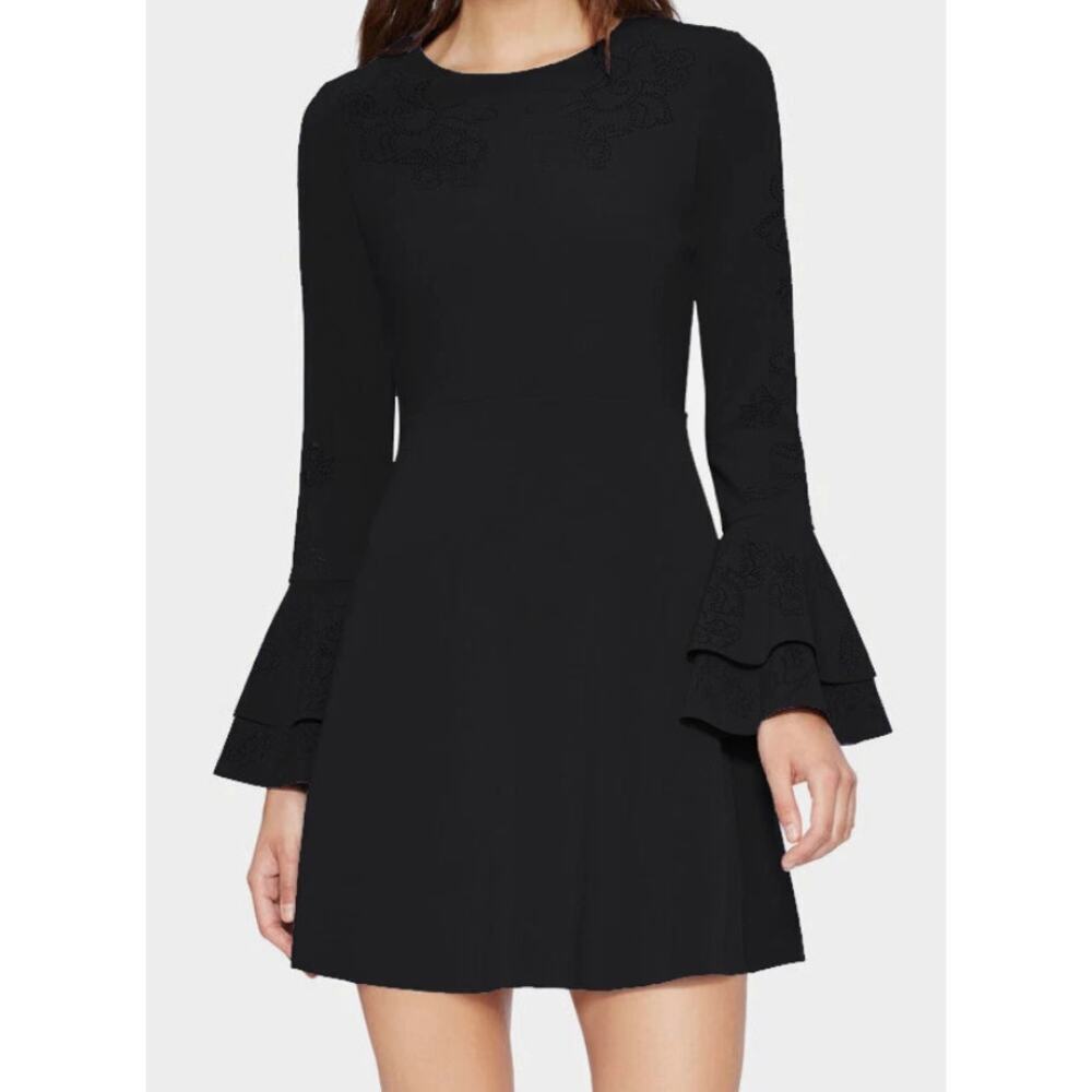 Parker Black Orlando Fit & Flare Long Sleeve Dress Size 0